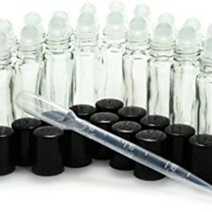 12, Clear, 10 ml Glass Roll on Bottles with 3 ml Dropper